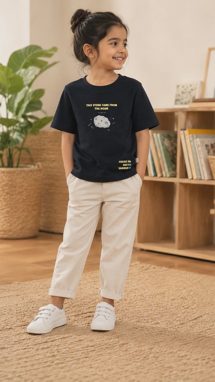 Moon Rock Black Kids Graphic T-Shirt