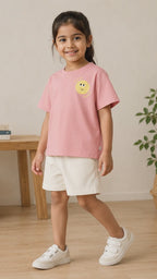 Peach Pocket Sunshine Kids Coord Set with Cream Shorts