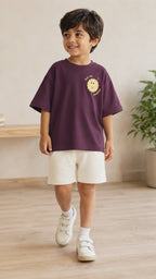 Coffee Brown Pocket  Sunshine Kids Coord Set with Cream Shorts