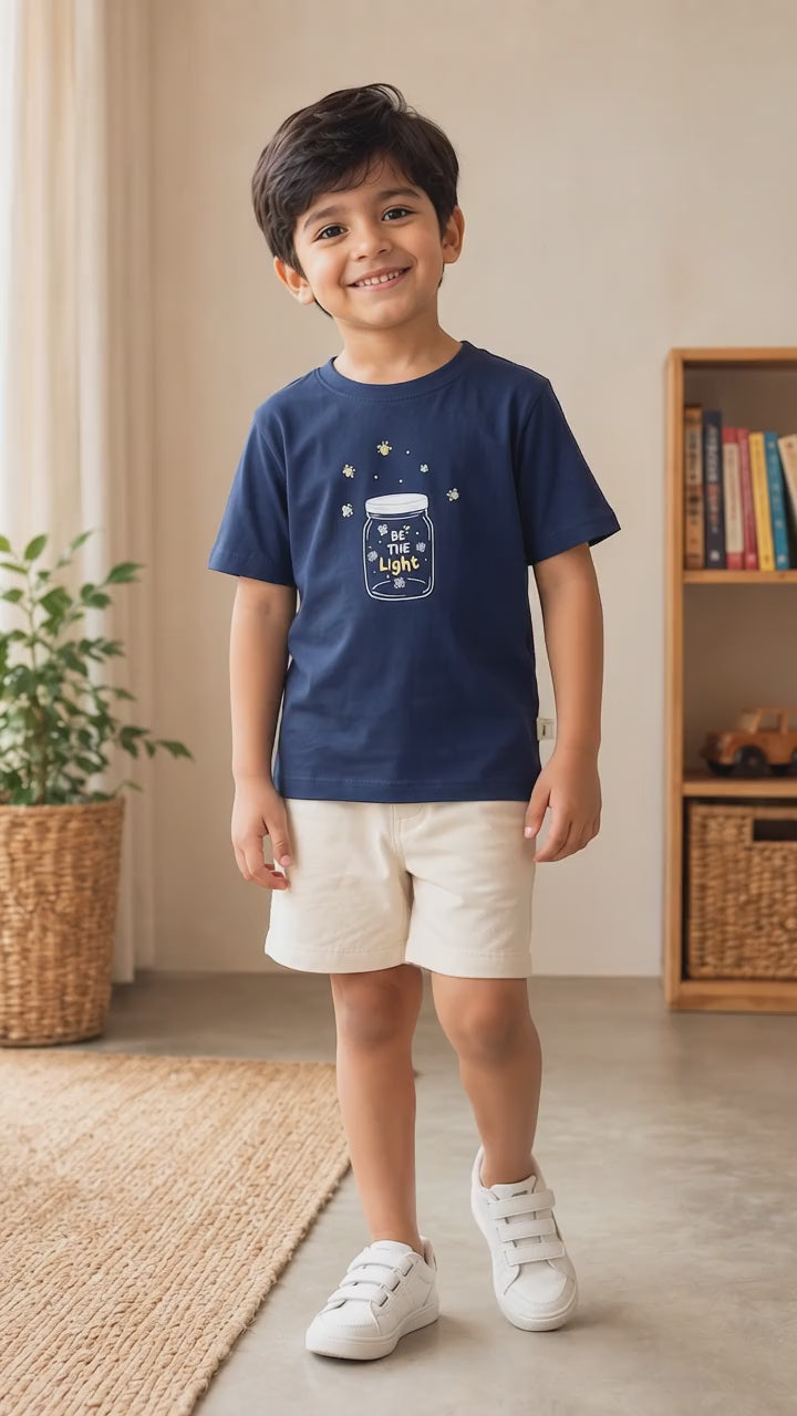 Catch the Light Navy Blue Kids Graphic T-Shirt
