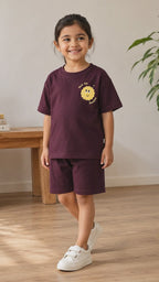 Coffee Brown Pocket Sunshine Kids Coord Set with Coffee Brown Shorts